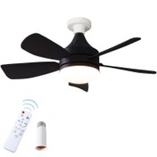 Resim 1 adet Soket Fan Işık, 49.78cm Vidali Tavan Fanları Işıklar ve Uzaktan Kumanda ile, E26 / E27 Tabanı Kolay Kurulum Zamanlama Tavan Fanı, 5 Fan Bıçağı 3 Hızlı Rüzgar, Yatak Odası için 3 Renkli 3000-6500k Ayarlanabilir LED Işık, Mutfak, Oturma Odası, Depo Oda, Garaj, Banyo 
