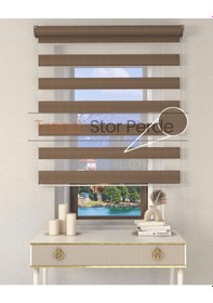 Resim Somon Rengi Etek Dilimsiz Zebra Stor Güneşlik Perde Somon Rengi 