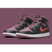 Resim Nike Air Jordan 1 Mid SE Premium Erkek siyah deri Spor Ayakkabı fb9911-008 