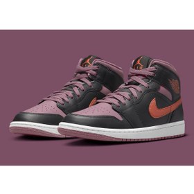 Resim Nike Air Jordan 1 Mid SE Premium Erkek siyah deri Spor Ayakkabı fb9911-008 