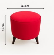 Resim Yuvarlak Puf Uzanma Koltuğu Makyaj Koltuğu Kırmızı 