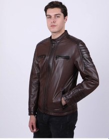 Resim New Zaya Leather Erkek Kahverengi Hakiki Deri Ceket (466901258) Kahverengi 