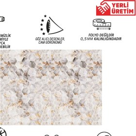 Resim Tink Kendinden Yapışkanlı Gold Petek Mermer Desenli Pvc Panel 41 x 62 cm (12 Adet) 3 M² 