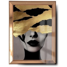 Resim Varak Detaylı Gold Black Kadın Cam Aynalı C Erc Eve Tablo 