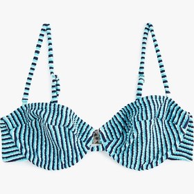 Resim Koton Çıkarılabilir Askılı Dokulu Çizgili Balenli Bikini Üstü Turkuaz 4sak10181mm Turkuaz 