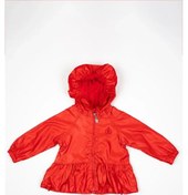 Resim Kız Bebek Kırmızı Kapüşonlu Fermuarlı Yağmurluk Kırmızı 