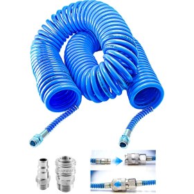 Resim Proxtech Profesyonel Yüksek Kalite Kompresör Spiral Hava Hortumu 8 mm 15 mt Hava Jakı Kompresör Recor Seti 