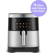 Resim 9 Litre, 10 Fonksiyonlu Akıllı Dokunmatik Airfryer, Geniş Hazne, Şık Siyah Tasarım 