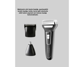 Resim TKÇ Insua 3’lü Tıraş Makinesi - 3 Farklı Kesim Başlığı, Güçlü Motor, 60 Dakika Kullanım 
