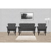 Resim Mert Concept Çay Seti Koltuk Takımı 2+1+1 Kollu Ahşap Ayak Salon Kafe Balkon Bahçe Otel Ofis Berjer Ikili 