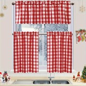 Resim 3panel Lattice Kısa Perde, Tatil Dekorasyonu Valance Cafe Restoran Kahve Dükkanı Mutfak Çamaşır Odası Bölme Kısa Perde Küçük Perde Ev Dekoru 