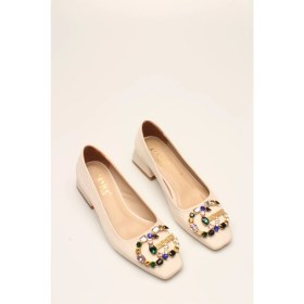 Resim İdil Idil Bej Saten Taşlı Kadın Topuklu 