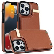 Resim Cbtx iPhone Uyumlu 14 Pro Metal Toka Kart Yuvaları Telefon Kılıfı 