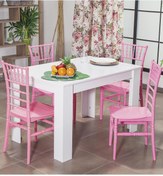 Resim Arda \u002F Soho Mutfak Masa Takımı 4 Sandalye 1 Masa - Pembe 
