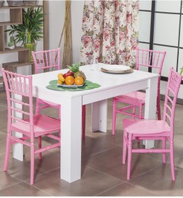 Resim Arda \u002F Soho Mutfak Masa Takımı 4 Sandalye 1 Masa - Pembe 