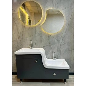 Resim Adnan Mobilya Abdest Lavabosu Çocuk Yaşlı Engelli Abdest Lavabosu Z Lavabo 115x45 cm antrasit sağ 