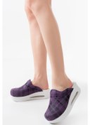 Resim Mor Ekose Desen Kadın Ortopedik Air Max Sabo Terlik Mor 