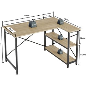 Resim faween 89310 120cm Oyuncu Masası Çalışma Masası Bilgisayar Masası Ders Laptop Lefkas Meşe 