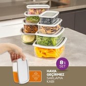 Resim 8'li Hava Geçirmez Saklama Kabı Seti Antrasit 2x(250-500-750-1200 Ml) Vienev