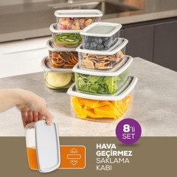 Resim 8'li Hava Geçirmez Saklama Kabı Seti Antrasit 2x(250-500-750-1200 Ml) 