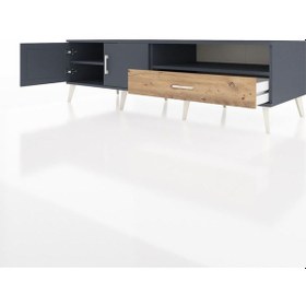 Resim Kronos Tv Ünitesi 2 Raflı Tek Çekmeceli 2 Kapaklı 176x59x51 Antrasit-antrasit/çam Antrasıt/atlas Çam 