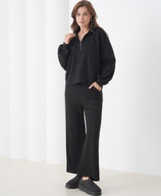 Resim MAMAYAGA Kadın Oversize Fermuarlı Kapüşonlu Sweatshirt Geniş Paça Tesettüre Uygun Spor Şık Eşofman Takımı 
