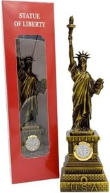 Resim Metal Saatli Özgürlük Heykeli Gold Vintage Dekor USA 25cm 