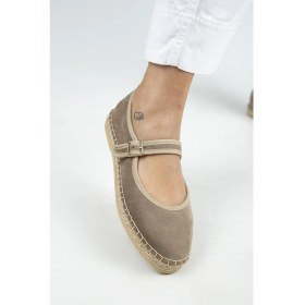 Resim Manijero Lipa Kadın Hakiki Deri Tek Bantlı Espadril Babet Vizon Ayakkabı 