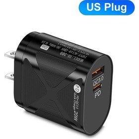Resim 20w Hızlı Şarj Cihazı Usb C Pd Qc 3.0 İphone Uyumlu Samsung Android İçin Evrensel Us Black 02 