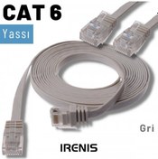 Resim Irenis CAT6 Kablo Yassı Ethernet Network Lan Ağ İnternet Kablosu 50 CM Gri 
