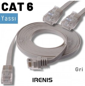 Resim Irenis CAT6 Kablo Yassı Ethernet Network Lan Ağ İnternet Kablosu 50 CM Gri 