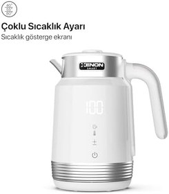Resim Xenon Smart Akıllı Kettle Paslanmaz Çelik Çift Katmanlı Mobil Uygulama Kontrollü Dijital Dokunmatik Otomatik Kapanma Hızlı Kaynatma Kolay Temizlik Kaçak Akım Korumalı Su Isıtıcı 1.7 Lt (Beyaz) X7102 