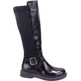 Resim Dagoster Dza07-8965545 Siyah Kırışık Rugan Streçli Düz Topuklu Kadın Çizme SİYAH RUGAN 