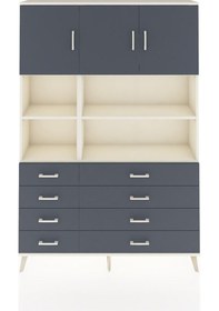 Resim Arges Dolap 8 Raflı 8 Çekmeceli 3 Kapaklı 132x30x195 Aytaşı-antrasit/antrasit Antrasıt/antrasıt 