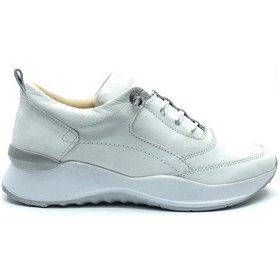Resim Ayakdaş Hakiki Deri Ortopedik Lastik Detaylı Kadın Casual Ayakkabı Beyaz 