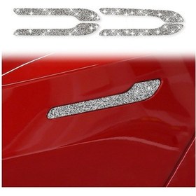 Resim Tesla Model 3 İçin 4 Adet Araba Dış Kolu Elmas Etiket, Sol Ve Sağ Sürücü Evrensel 