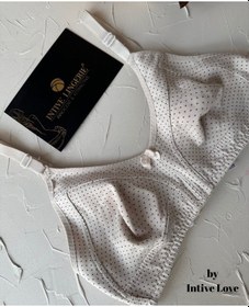 Resim Liza Puantiye Desenli Pamuklu Penye Kalın Askılı Toparlayıcı Bale Bej 