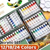 Resim 12/18/24 Renk Karışık Akrilik Boya Seti - Sanatçılar, Öğrenciler ve DIY Projeler İçin Profesyonel Sanatsal Boya: El İşleri, Duvarlar ve Kıyafetler İçin Mükemmel! (Her Biri 5ml/0.18oz) 