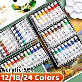 Resim 12/18/24 Renk Karışık Akrilik Boya Seti - Sanatçılar, Öğrenciler ve DIY Projeler İçin Profesyonel Sanatsal Boya: El İşleri, Duvarlar ve Kıyafetler İçin Mükemmel! (Her Biri 5ml/0.18oz) 
