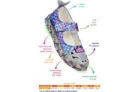 Resim Kiko Kids Zubin Deniz Kızı Cırtlı Işıklı Kız Çocuk Babet Ayakkabı 