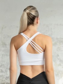 Resim Lismina Bir Askısı Üç İpli Spor Büstiyer - Sporcu Sütyeni Beyaz 
