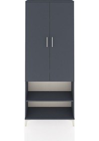 Resim Arges Dolap 4 Raflı 2 Kapaklı 88x30x221 Antrasit-antrasit Antrasit 