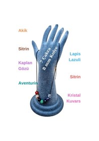 Resim Sertifikalı Doğal 7 Çakra Tasarım Kolye Doğal Taş 8 Mm Çok REnkli 