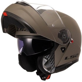 Resim Ls2 Strobe 2 Çene Açılır Kask Mat Kum M Mat Kum 