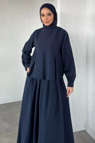 Resim Etek Bluz Kombinli Tesettür İkili Takım Lacivert TZL-P-00020585 