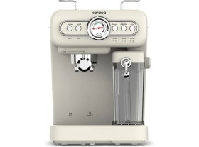 Resim Empressco Vintage Tarzı Süt Hazneli Espresso ve Cappuccino Makinesi, Kırmızı Renkli 