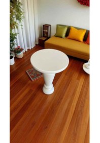 Resim Doğal Masif Ahşap Tekli Yan Sehpa Beyaz Renk Modern Mantar Sehpa Beyaz 