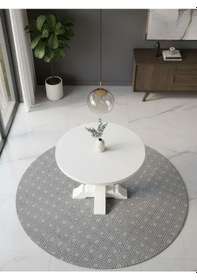 Resim Orleans Fransız Still Yuvarlak Ahşap Yemek Masası 90x90 Beyaz 