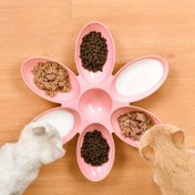 Resim Çok Bölmeli Kedi ve Köpeklik Besleyici Kase - Pembe Çiçek Şeklinde Plastik Pet Yem ve Su Kabı - Kediler, Gençler ve Küçük Köpekler İçin Kolay Erişim Tasarımı, Dağınık Yiyenler İçin Gençler Besleme Malzemeleri | Renkli Pet Kasesi | Dayanıklı Pet Kasesi 
