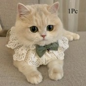 Resim 1 adet Kedi Prenses Kolye, Şirin Papyon, Evcil Hayvan Bandanası, Örgü Kolye, Dantel Köpek Evcil Hayvan Aksesuarı, Polyester Malzeme, Fotoğraf Çekimi İçin Kedi Kolyesi 